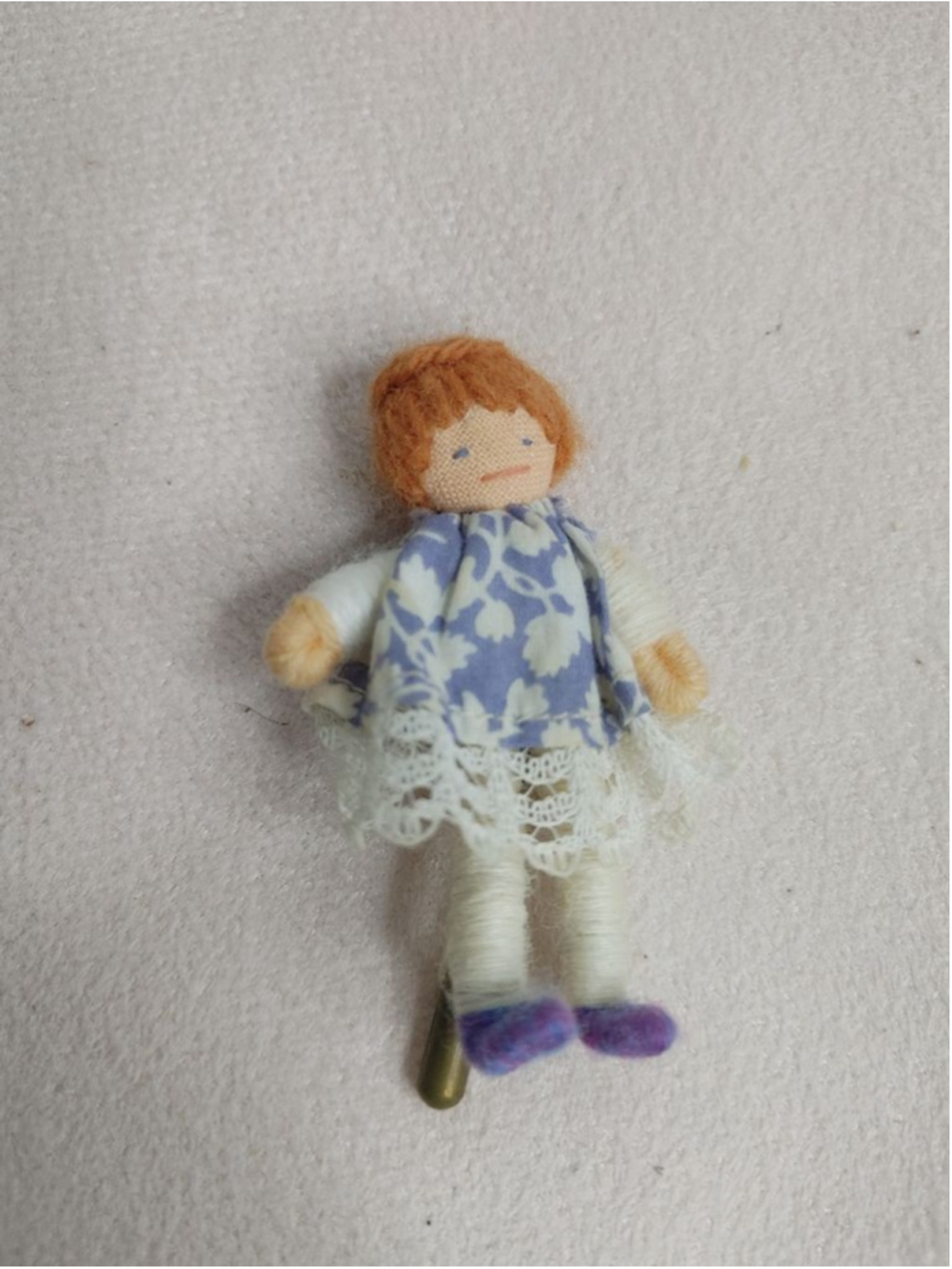 Handmade Vintage 80s Dolls & Accessories Redheaded Purple Doll Pin Unique